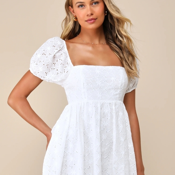 Lulus Dresses & Skirts - Lulu's White Eyelet Mini Dress
